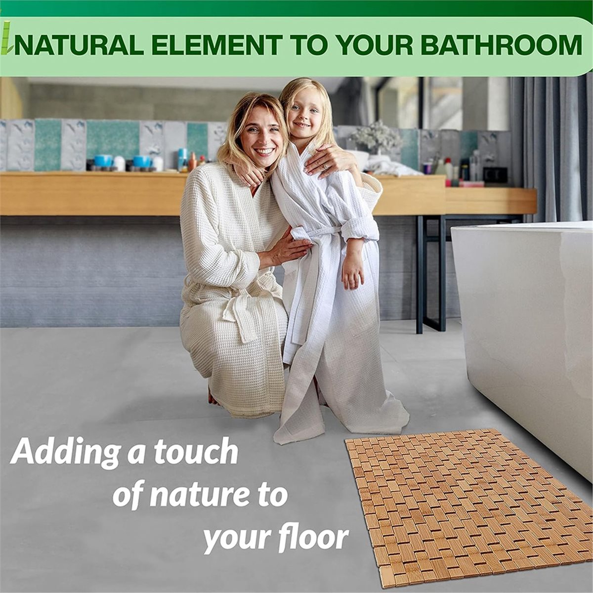 Bamboo Bath Mat - NOCM Bamboo Bath Mat - Foldable