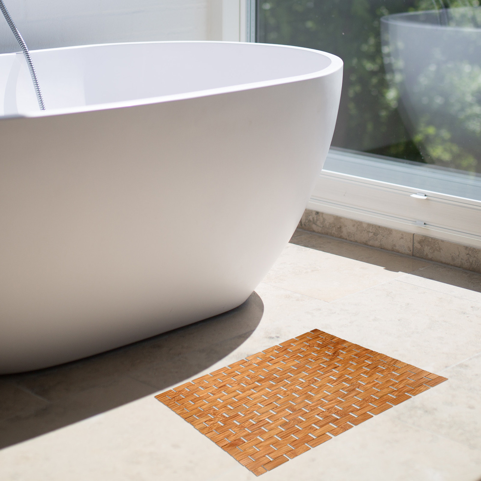 Bamboo Bath Mat - Bamboo Shower Floor Mat Square Bathroom