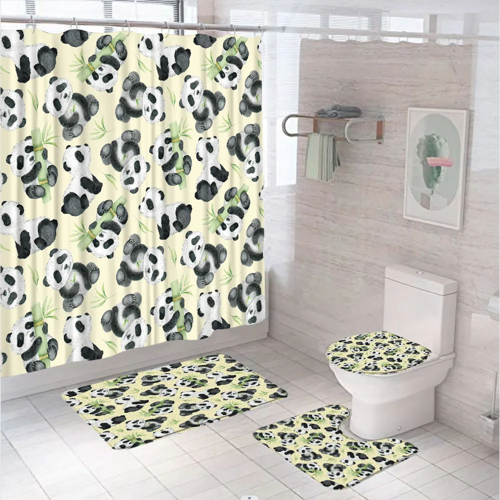 4Pc Watercolor Green Bamboo Sh - Bamboo Bath Mat ulasan dan harga
