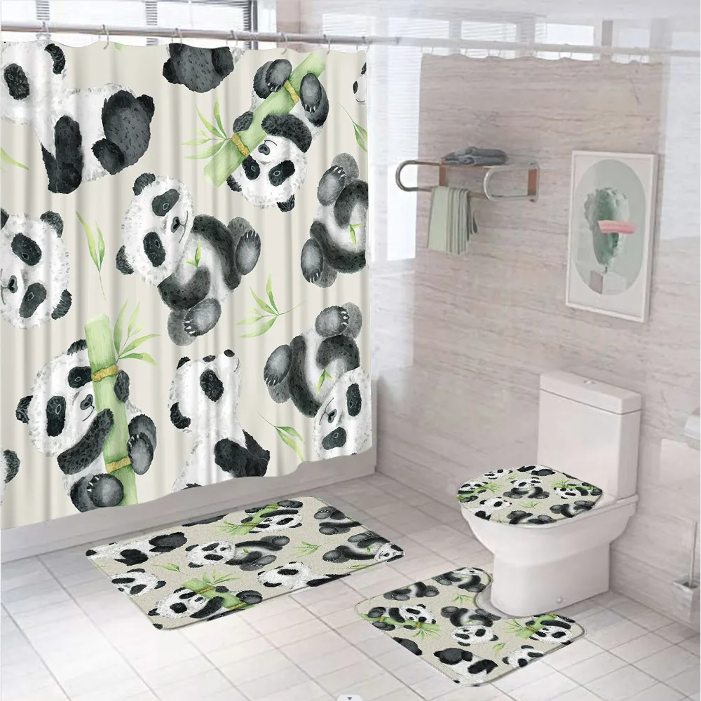 4Pc Watercolor Green Bamboo Sh - Bamboo Bath Mat ulasan dan harga