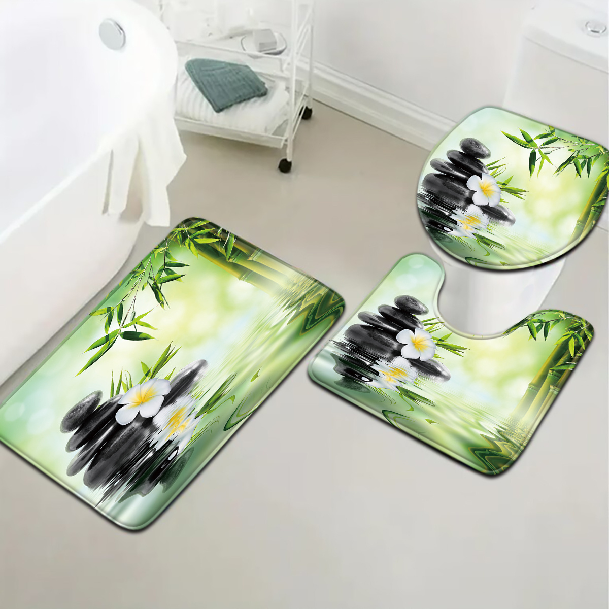 3-Piece Chinese Bamboo Water F - Bamboo Bath Mat ulasan dan harga