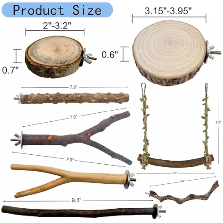 8PCS natural wood bird perches - Health & Wellness Fairs ulasan dan harga