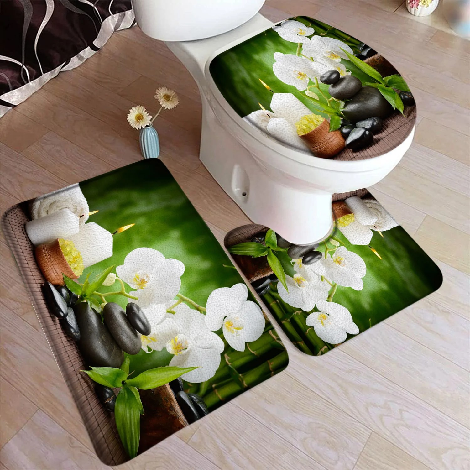 Zen Green Bamboo Bath Mat Set  - Bamboo Bath Mat ulasan dan harga