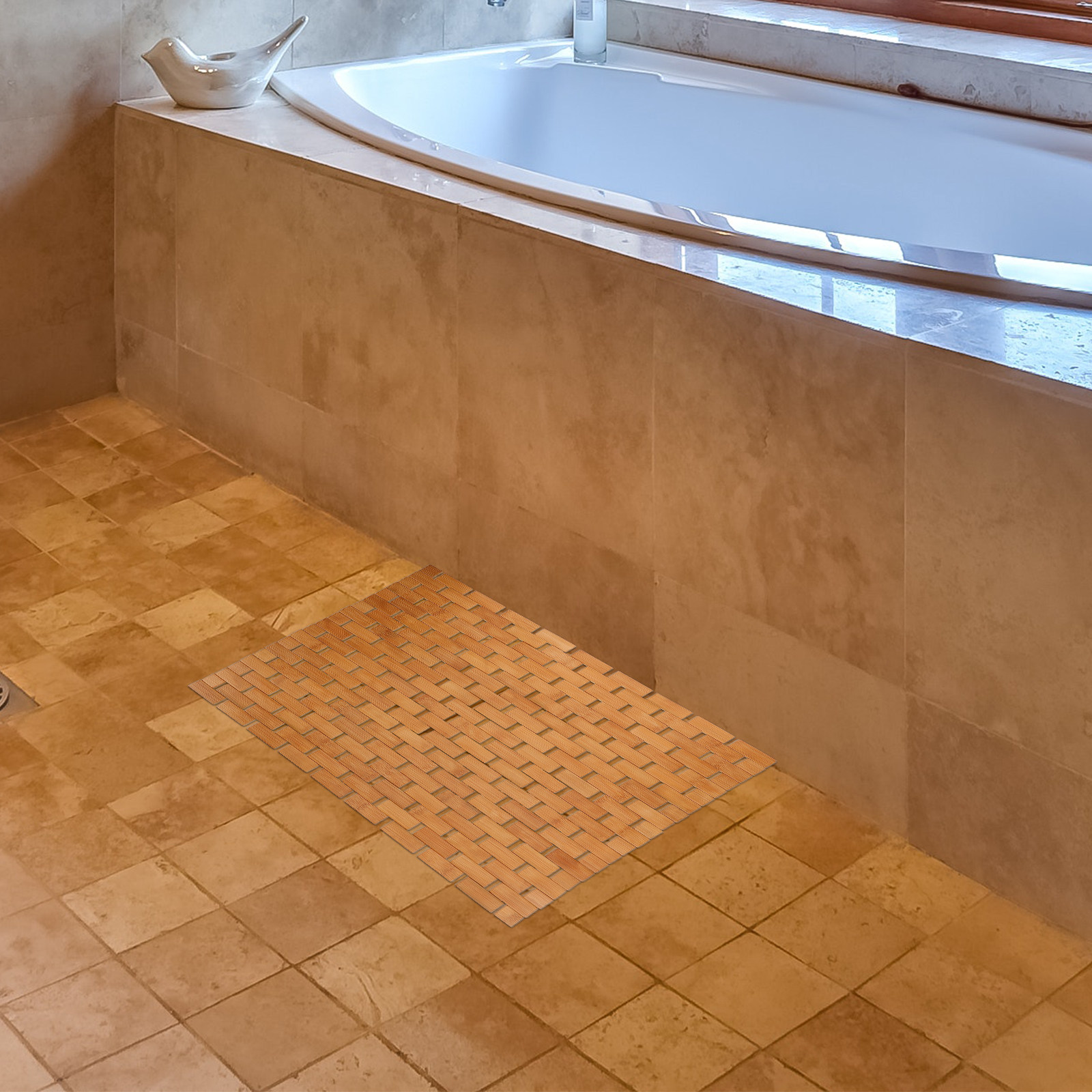 Bamboo Shower Floor Mat Square - Bamboo Bath Mat ulasan dan harga