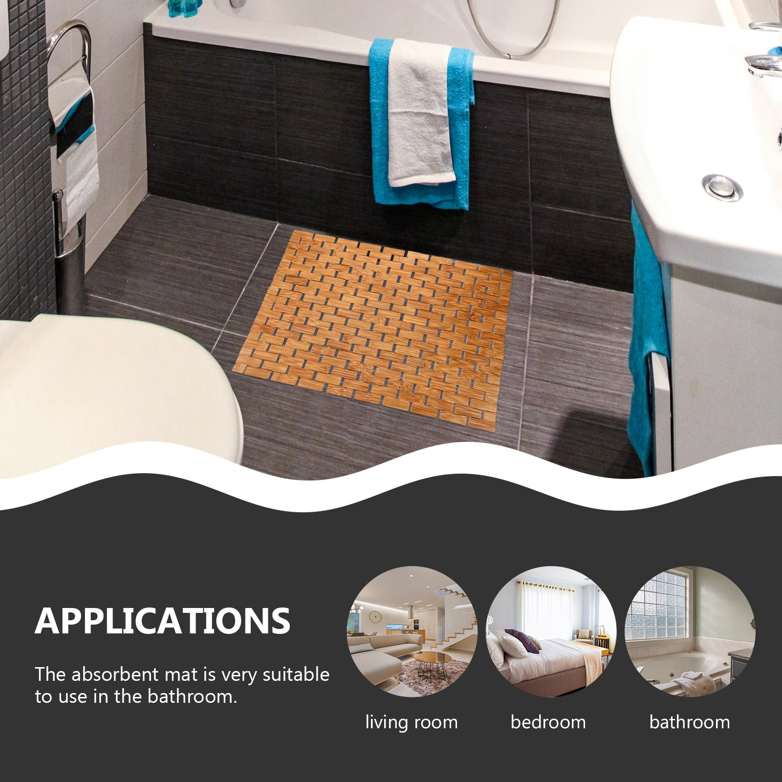 Bamboo Shower Floor Mat Square - Bamboo Bath Mat ulasan dan harga