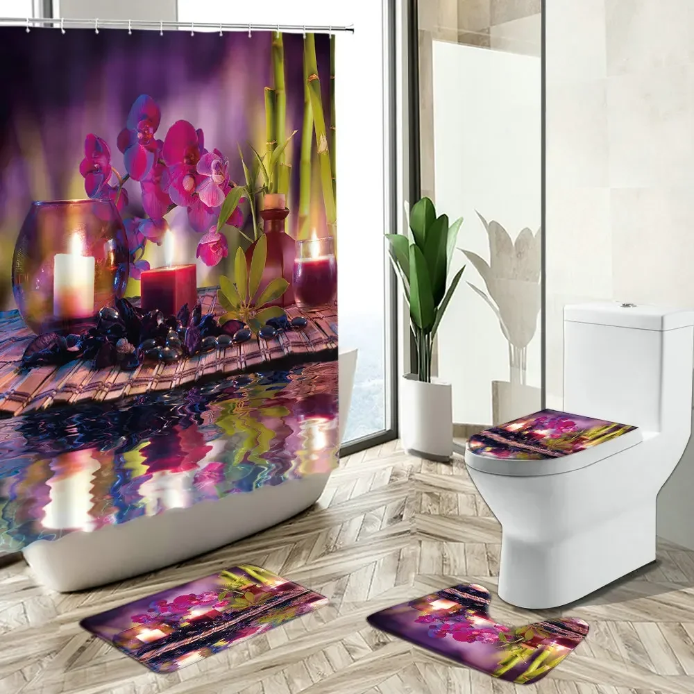 Shower Curtain Orchid Green Ba - Bamboo Bath Mat ulasan dan harga